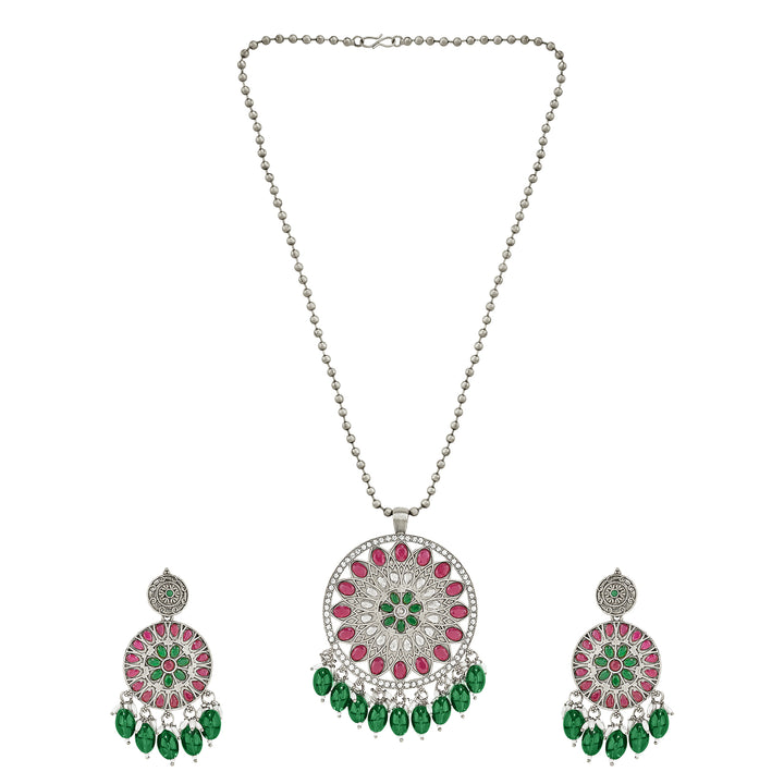 Teejh Rupika Beaded Silver Necklace Set