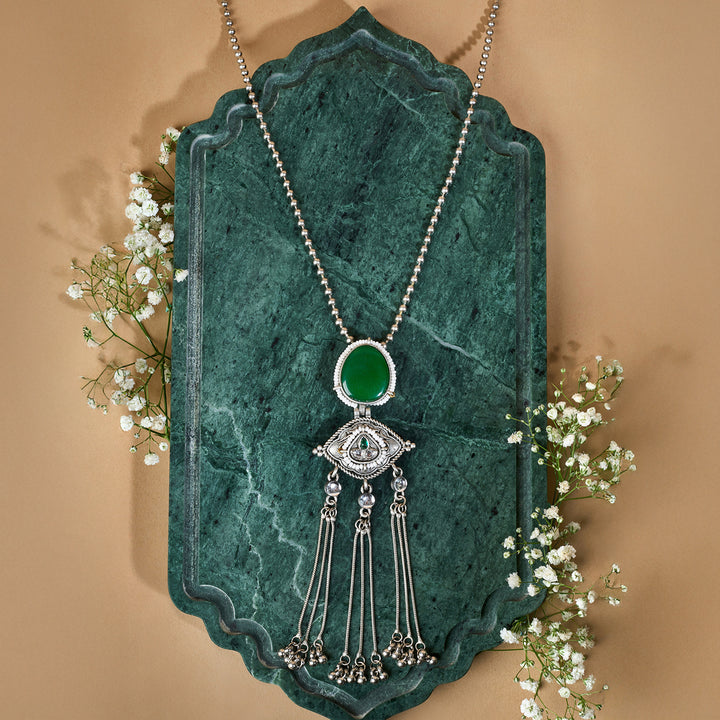 Teejh Kanira Green Silver Necklace