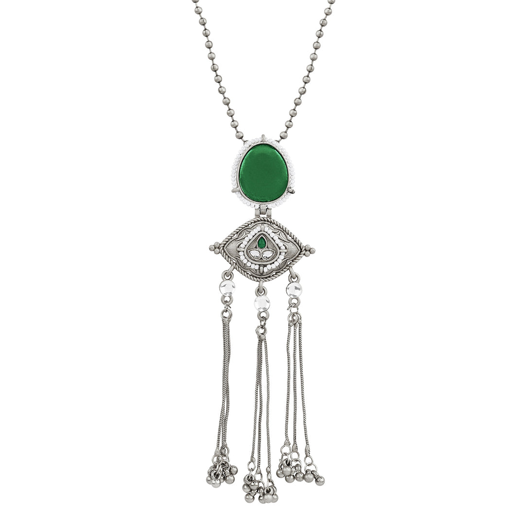 Teejh Kanira Green Silver Necklace