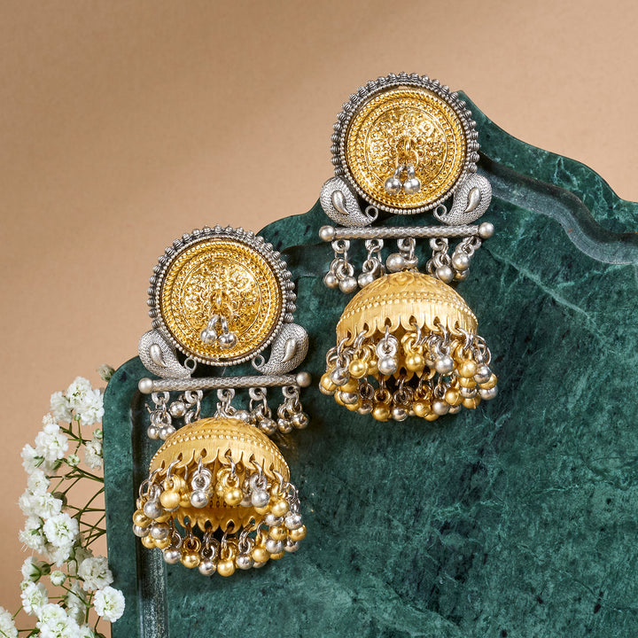 Teejh Svar Dual Tone Ghungroo Jhumka