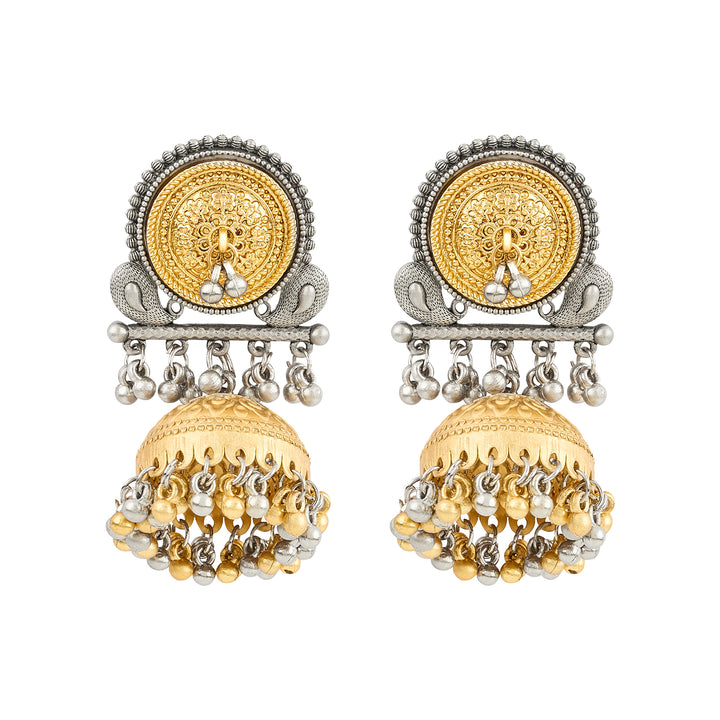 Teejh Svar Dual Tone Ghungroo Jhumka