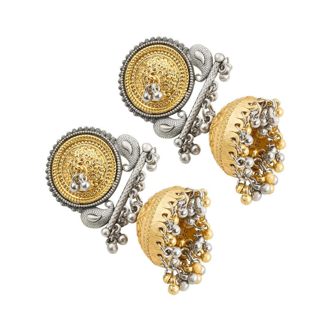 Teejh Svar Dual Tone Ghungroo Jhumka