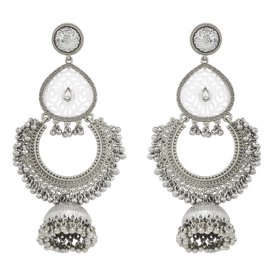 Teejh Oro Silver Ghungroo Chandbali