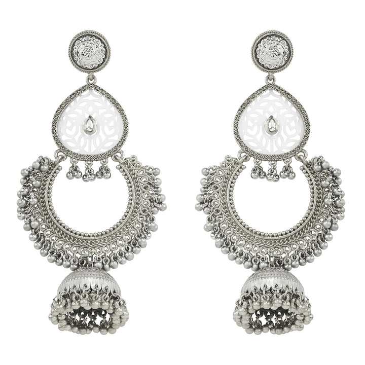 Teejh Oro Silver Ghungroo Chandbali
