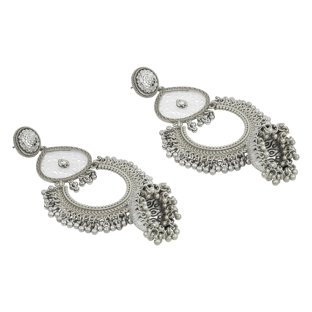 Teejh Oro Silver Ghungroo Chandbali
