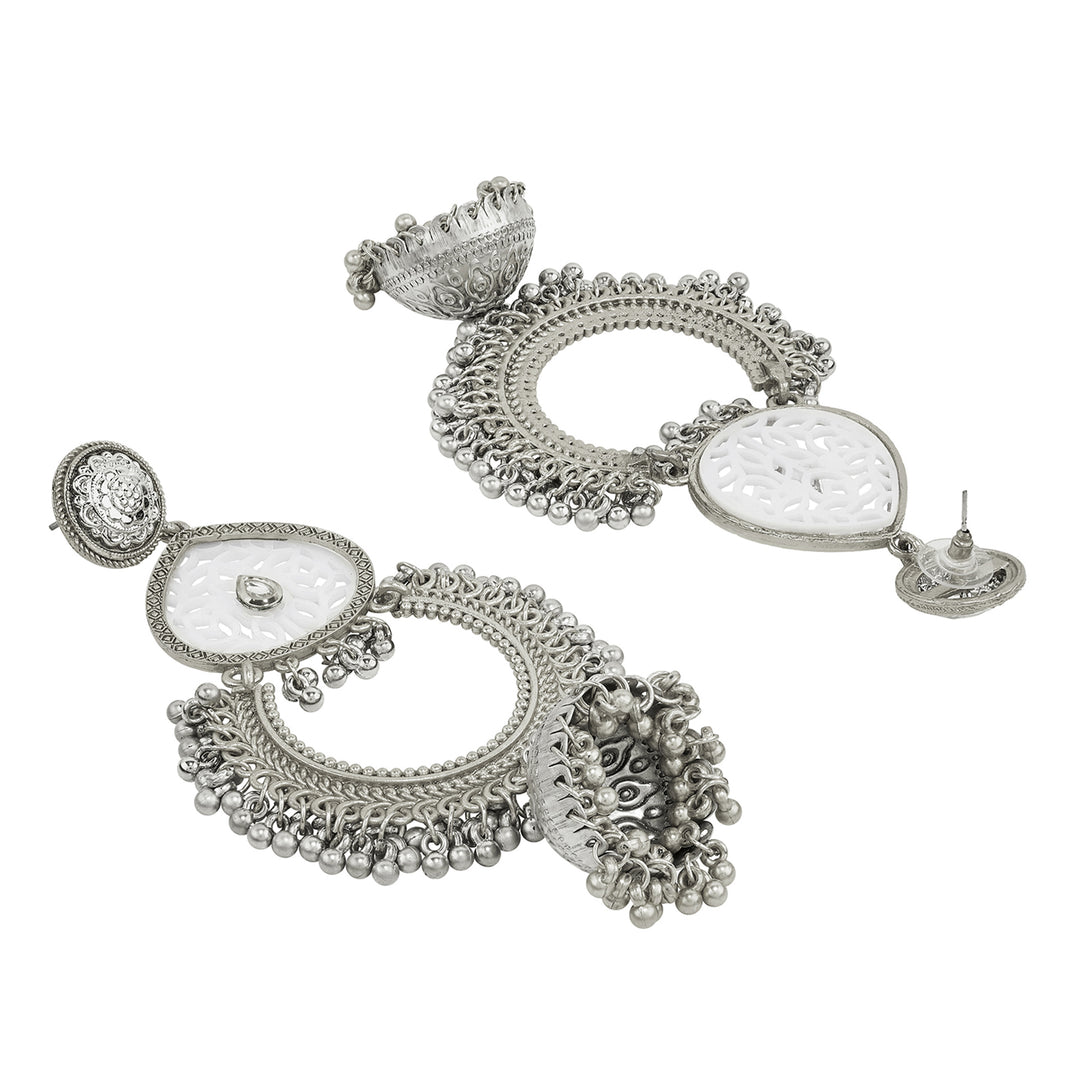 Teejh Oro Silver Ghungroo Chandbali