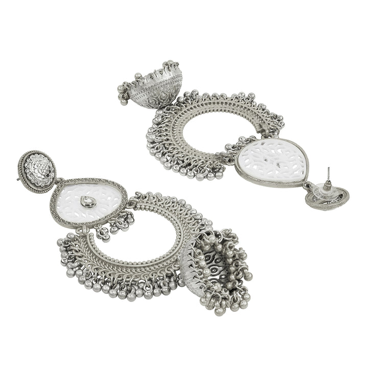 Teejh Oro Silver Ghungroo Chandbali