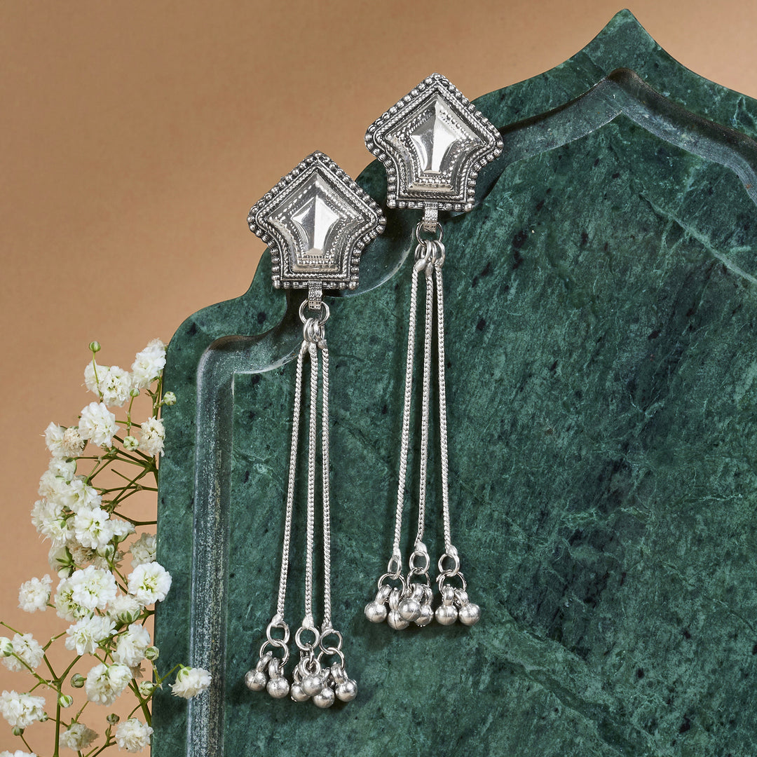 Teejh Riba Silver Ghungroo Danglers