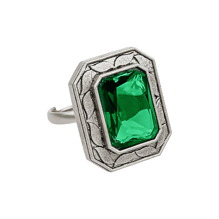 Teejh Ayla silver and Green Stone Ring