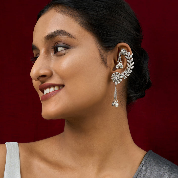 Teejh Riti Silver Ghungroo Earcuffs