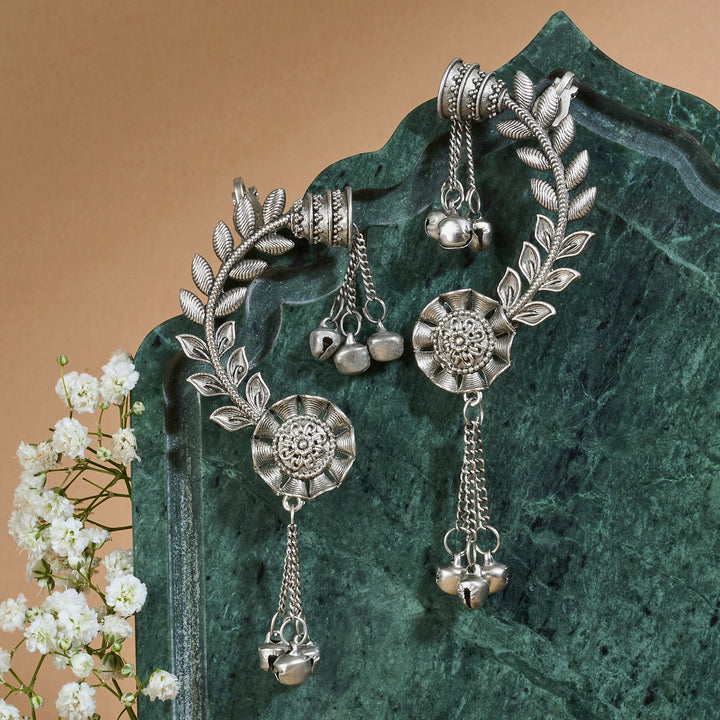 Teejh Riti Silver Ghungroo Earcuffs