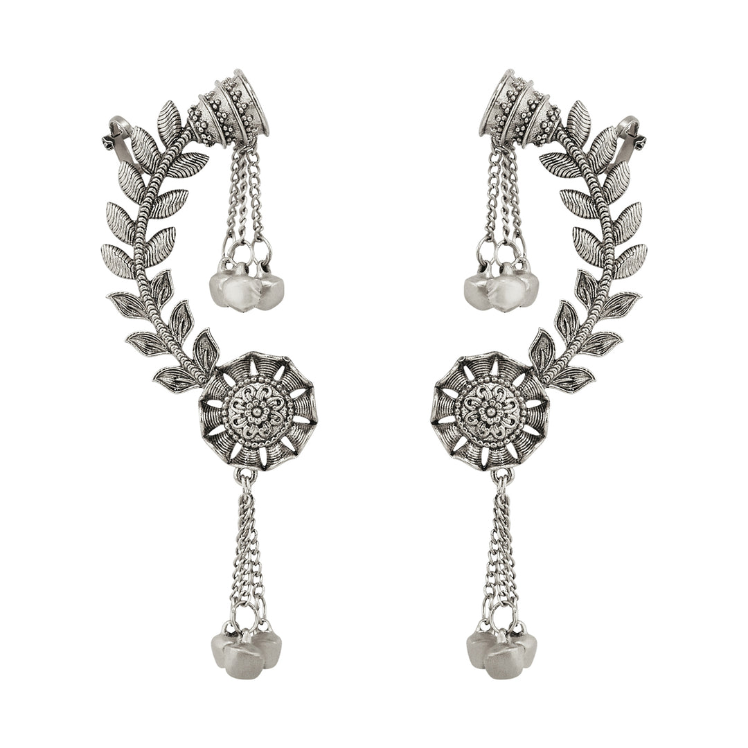 Teejh Riti Silver Ghungroo Earcuffs