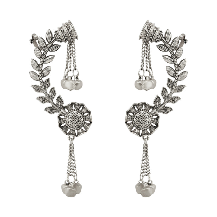 Teejh Riti Silver Ghungroo Earcuffs
