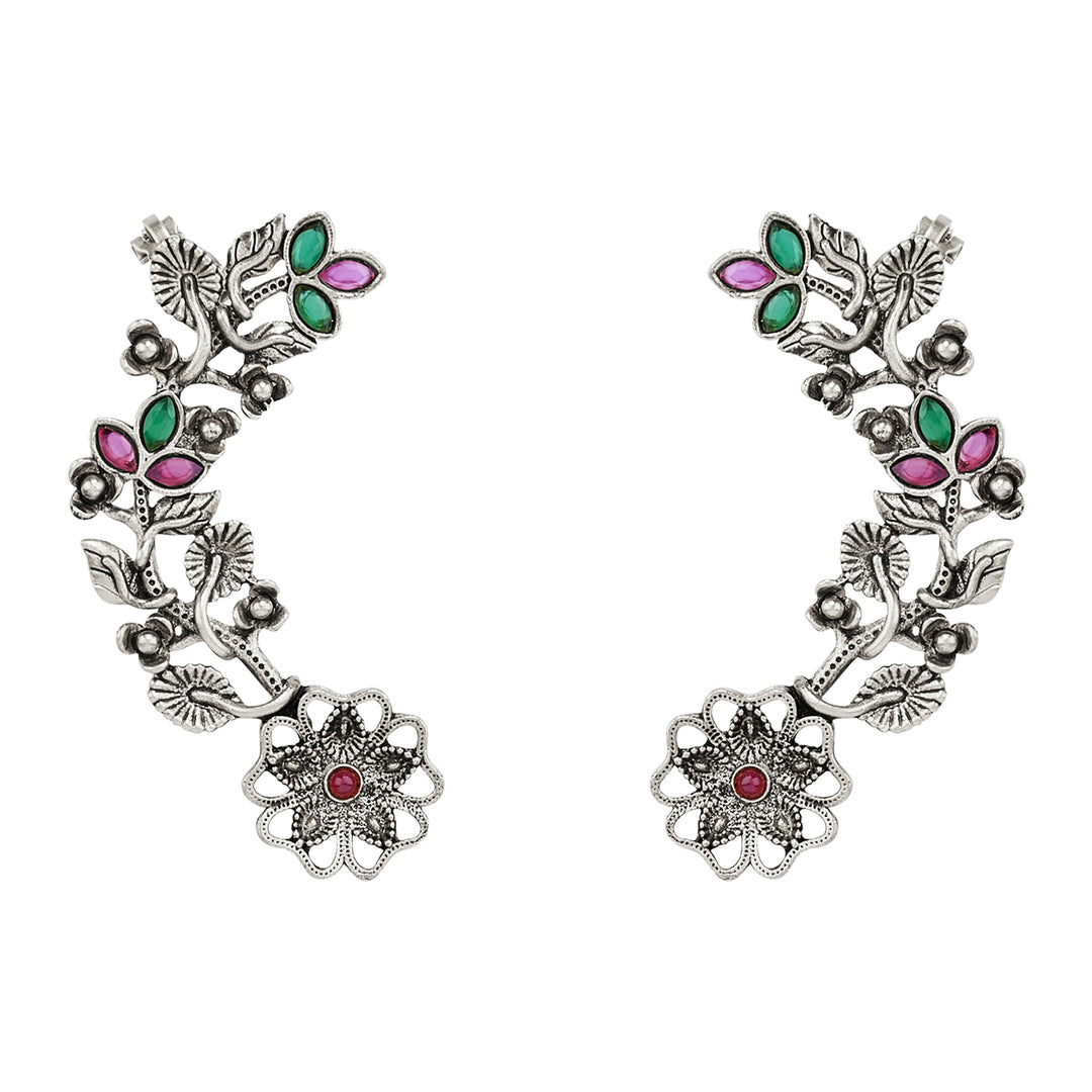 Teejh Phul Silver Stones Earcuffs