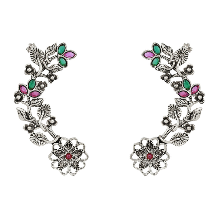 Teejh Phul Silver Stones Earcuffs