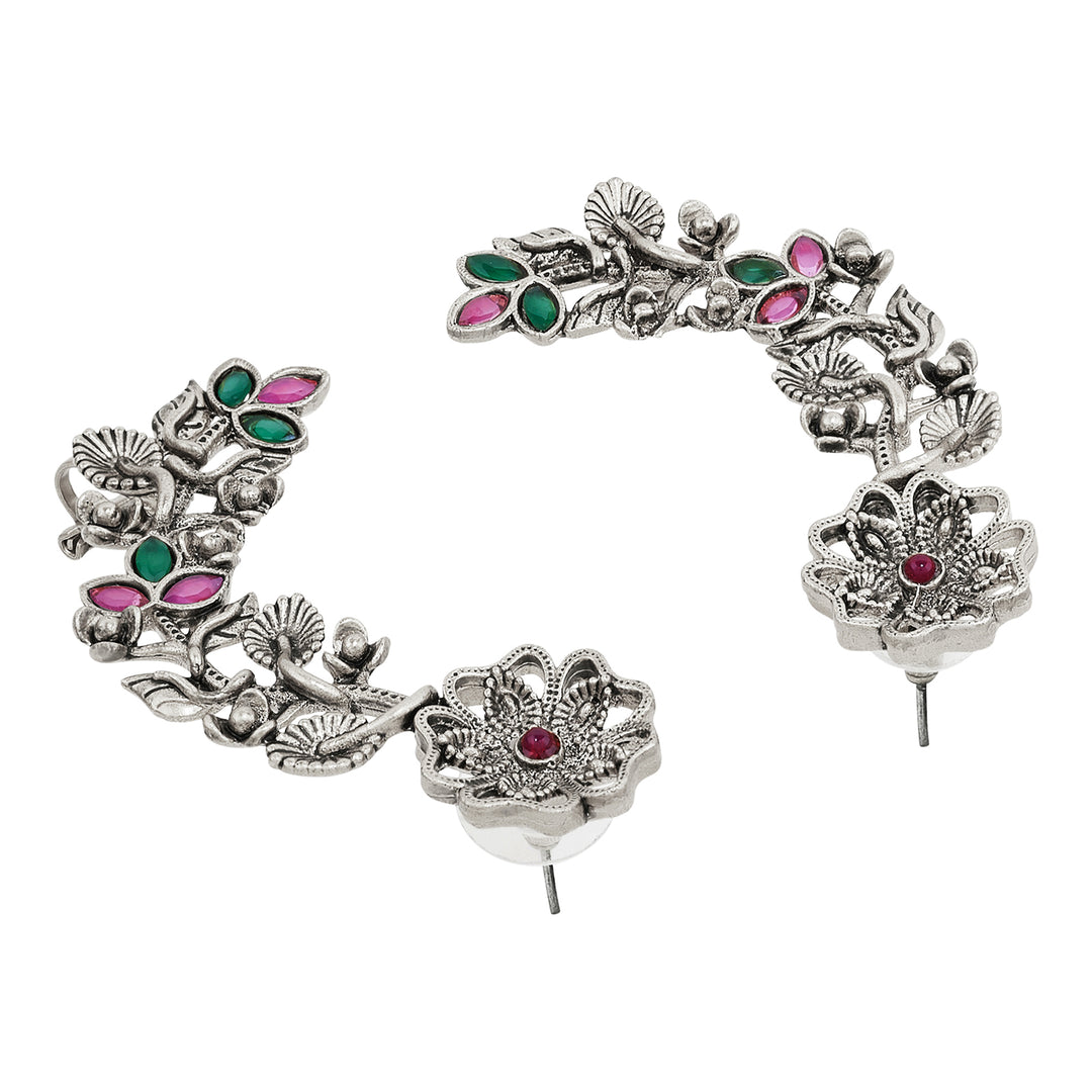 Teejh Phul Silver Stones Earcuffs
