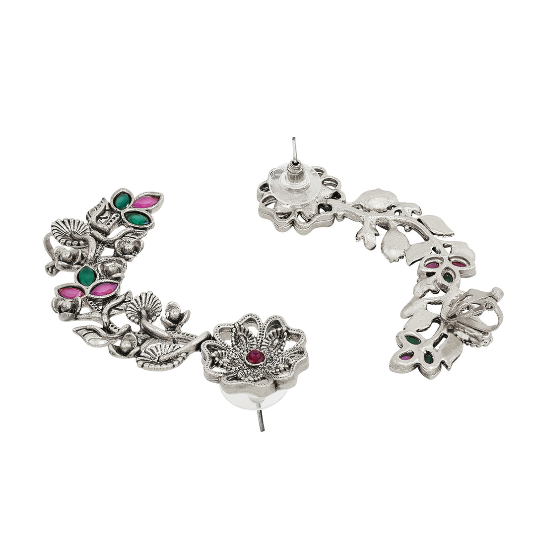 Teejh Phul Silver Stones Earcuffs