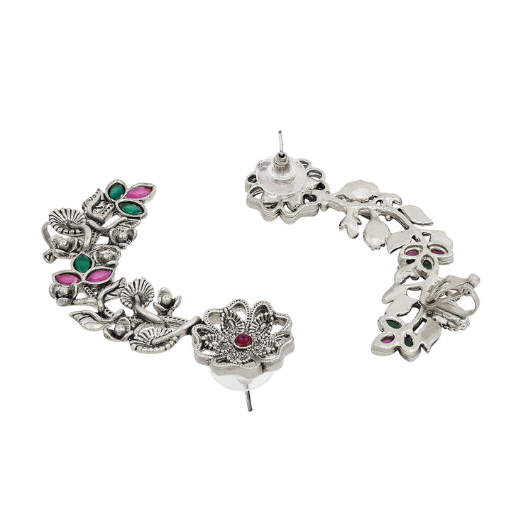 Teejh Phul Silver Stones Earcuffs