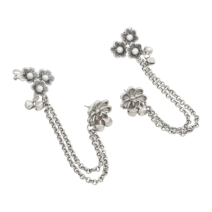 Teejh Leha Silver Ghungroo Earcuffs