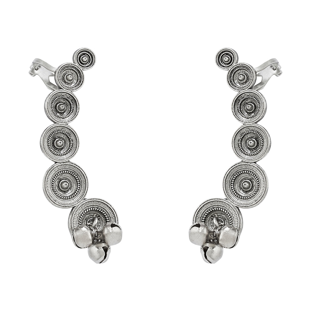Teejh Chakra Silver Ghungroo Earcuffs