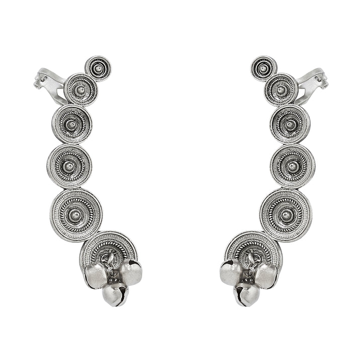Teejh Chakra Silver Ghungroo Earcuffs