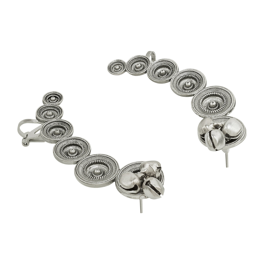 Teejh Chakra Silver Ghungroo Earcuffs