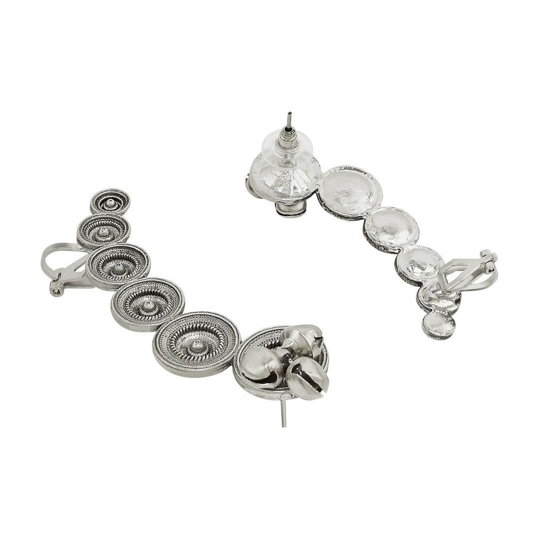 Teejh Chakra Silver Ghungroo Earcuffs