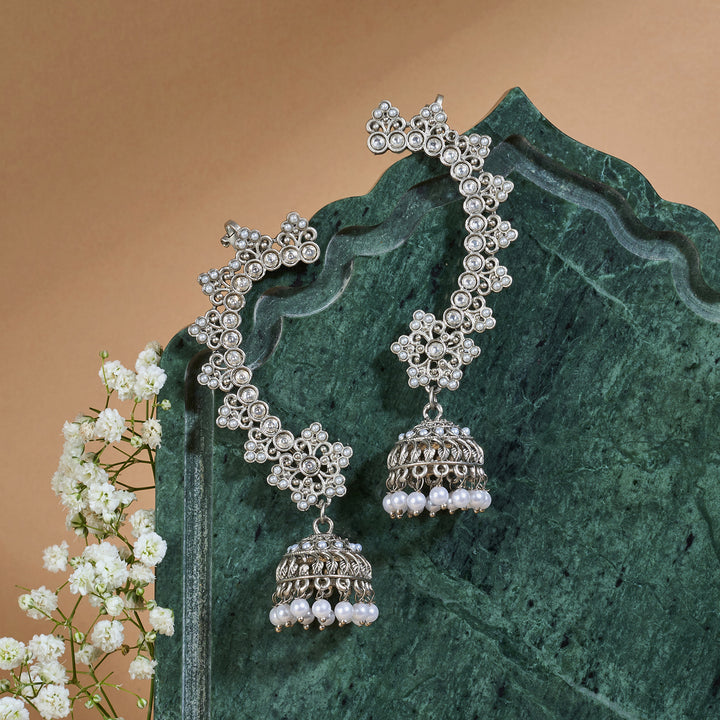 Teejh Leh Silver Ghungroo Earcuffs