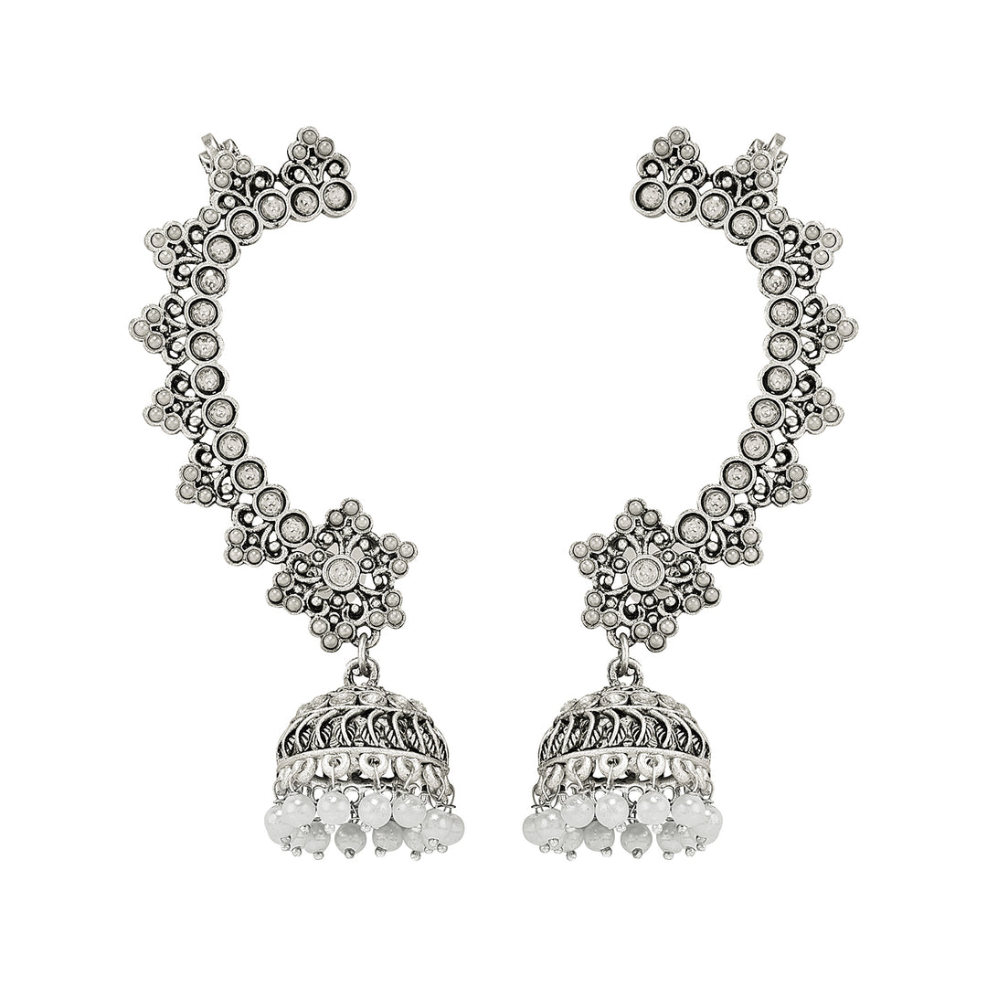 Teejh Leh Silver Ghungroo Earcuffs