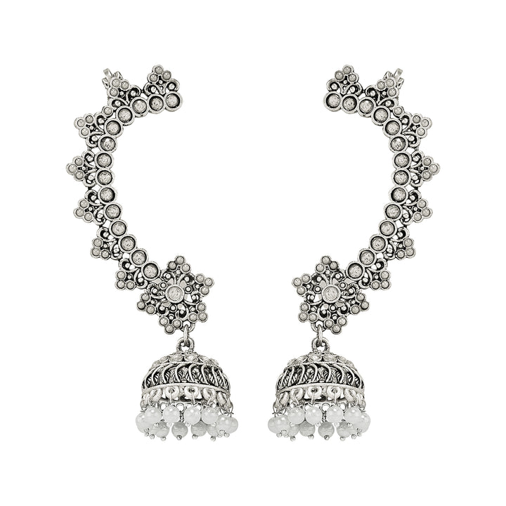Teejh Leh Silver Ghungroo Earcuffs