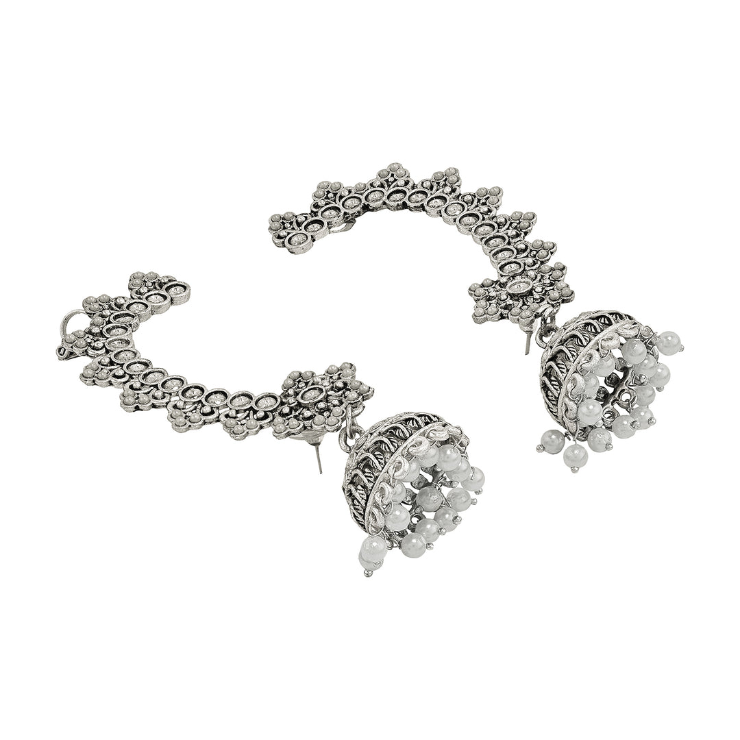 Teejh Leh Silver Ghungroo Earcuffs