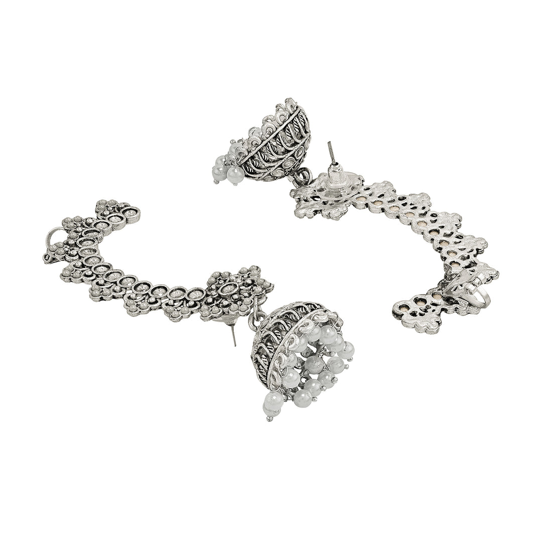 Teejh Leh Silver Ghungroo Earcuffs