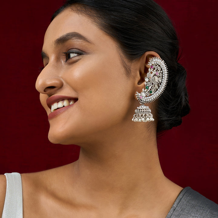 Teejh Kanthika Silver Stones Earcuffs