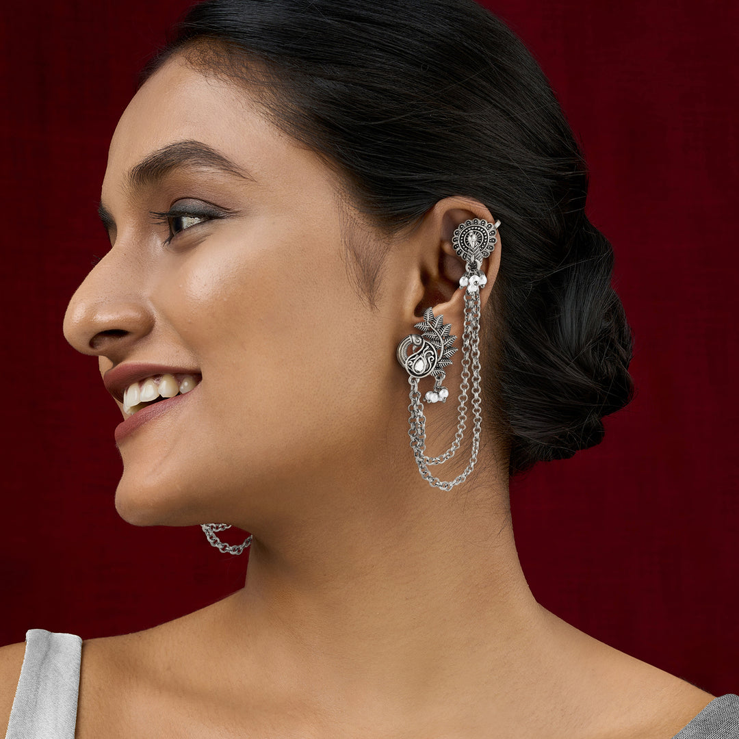 Teejh Keri Silver Oxidised Earcuffs