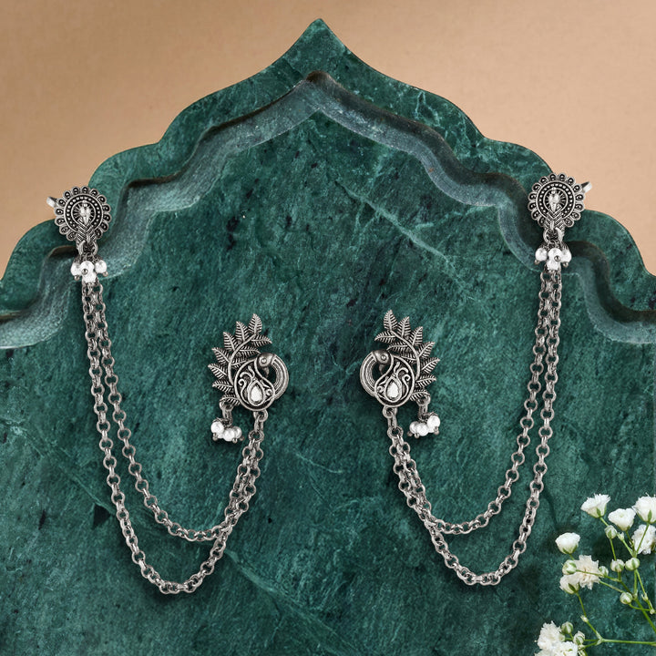 Teejh Keri Silver Oxidised Earcuffs