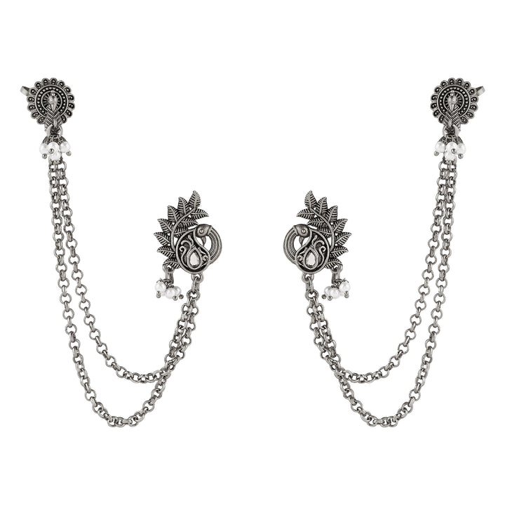 Teejh Keri Silver Oxidised Earcuffs