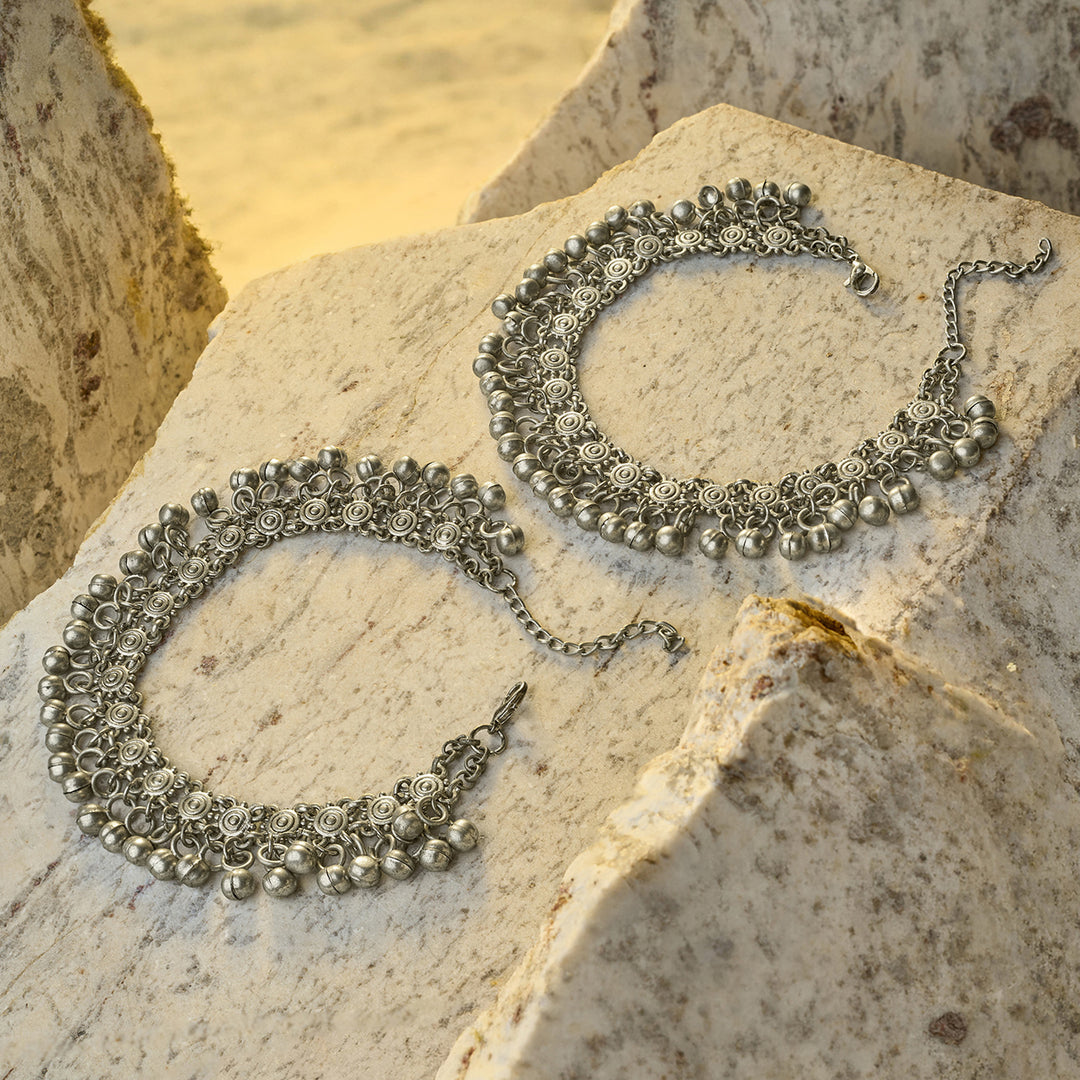 Teejh Irava Silver Ghungroo Anklets