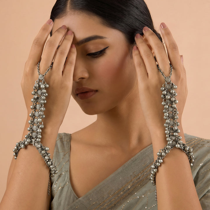 Teejh Krusna Silver Ghungroo Anklet