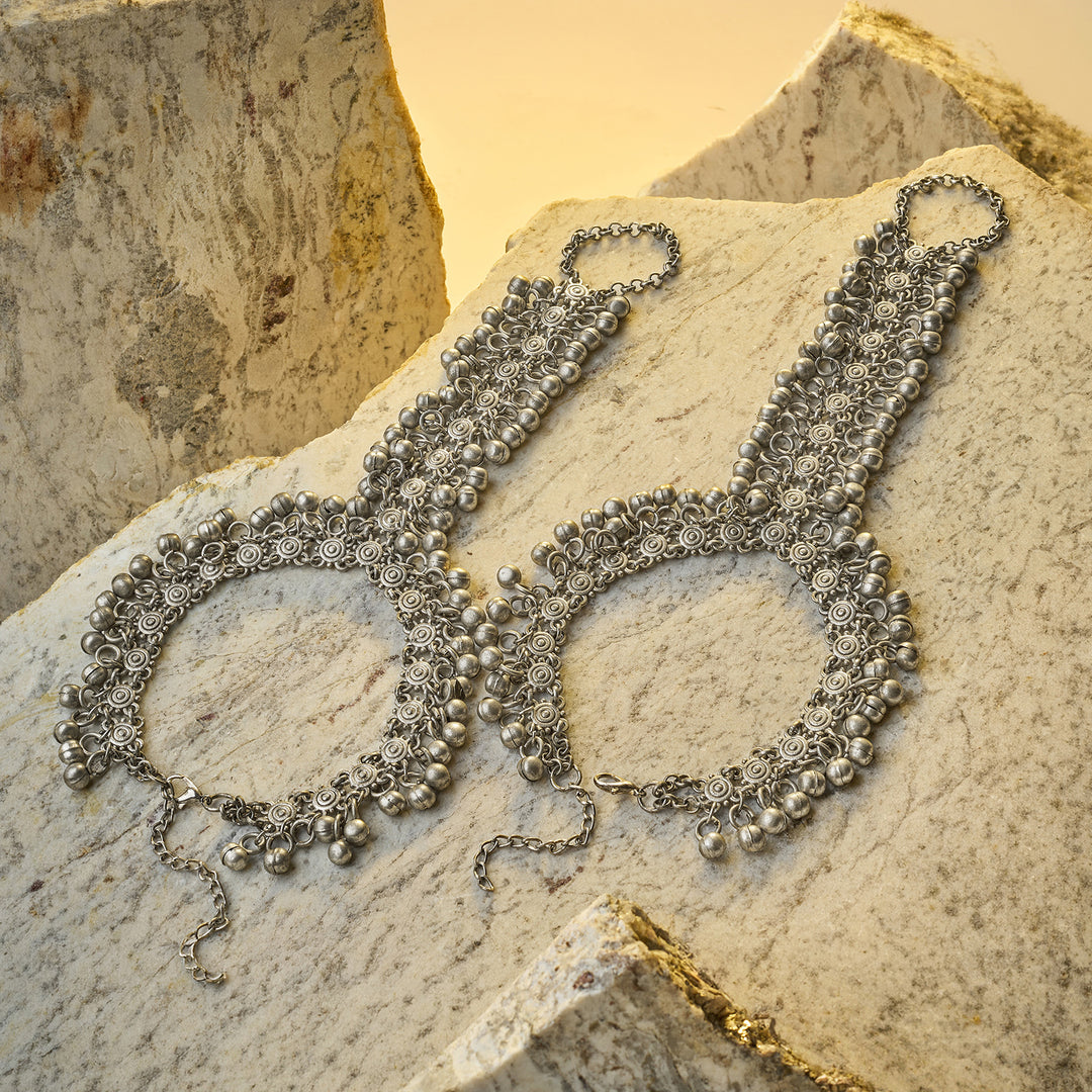 Teejh Krusna Silver Ghungroo Anklet