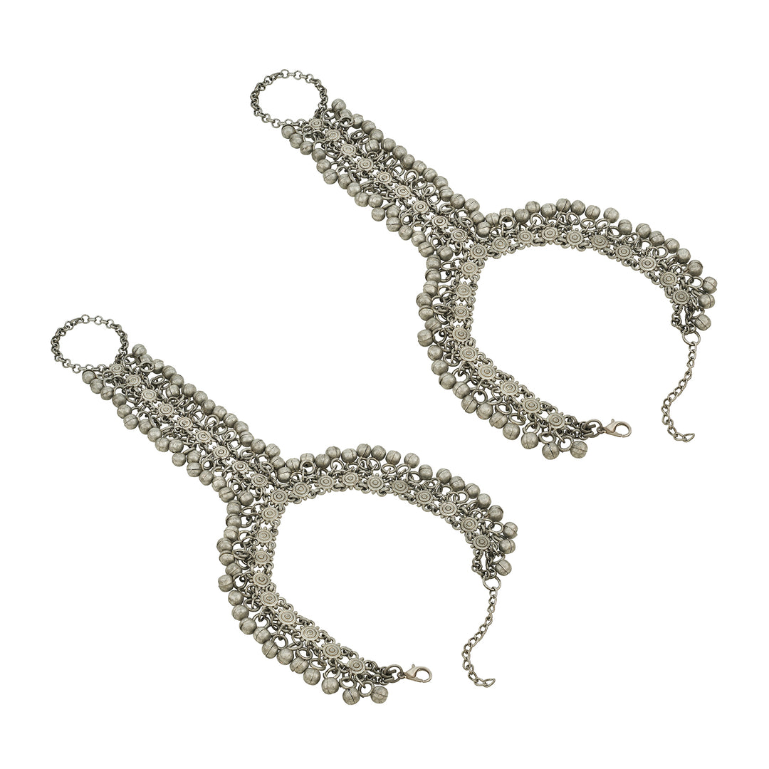 Teejh Krusna Silver Ghungroo Anklet