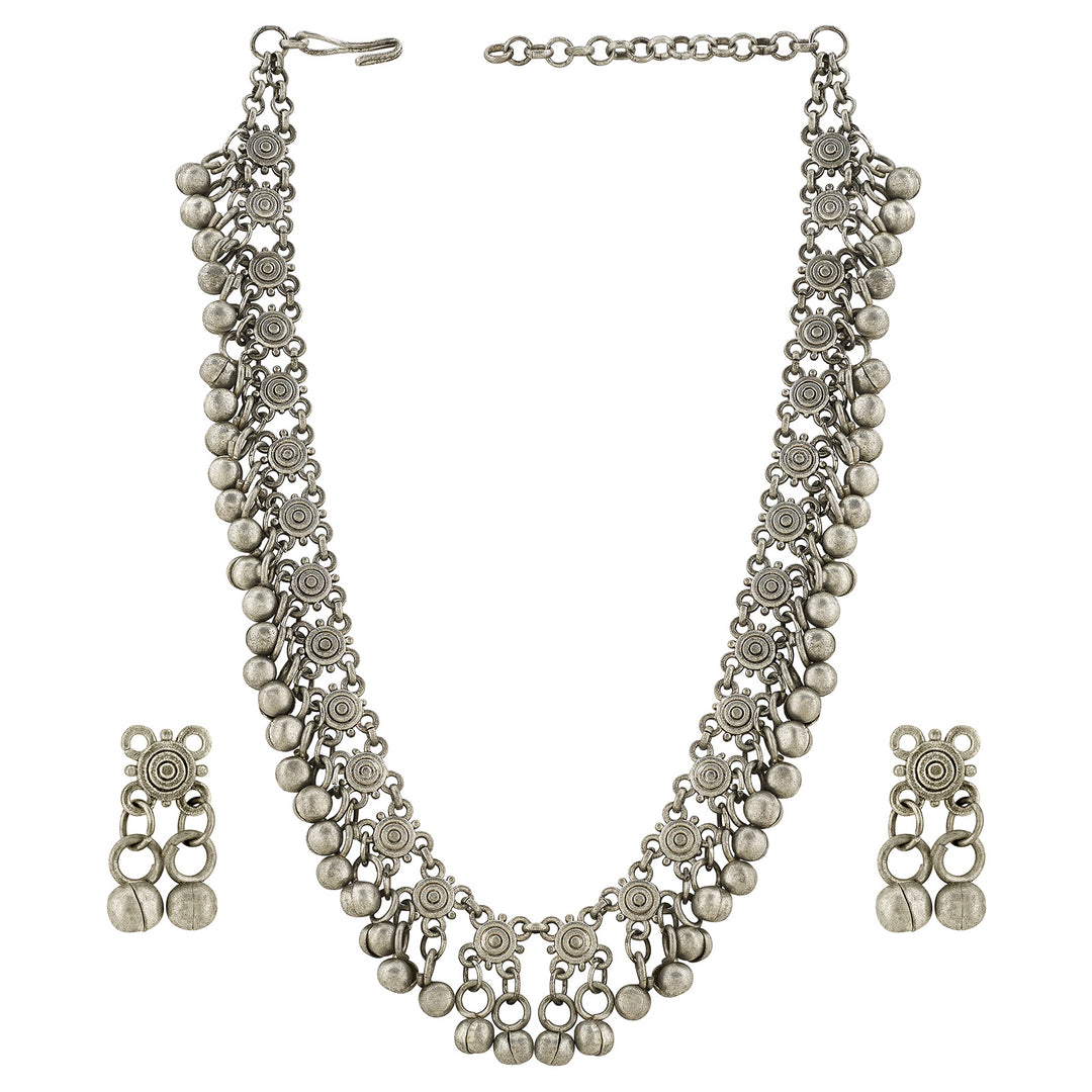Teejh Liala Silver Ghungroo Necklace Set