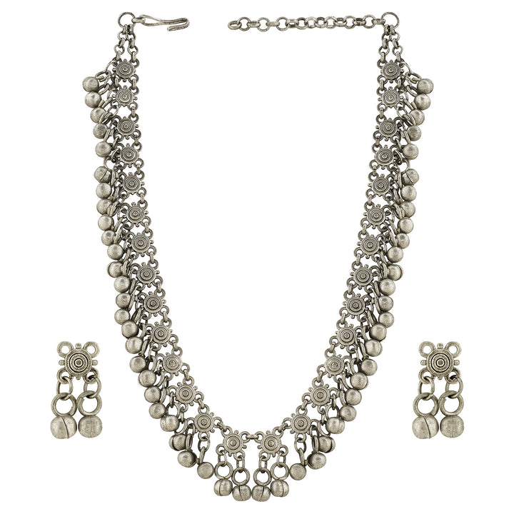 Teejh Liala Silver Ghungroo Necklace Set