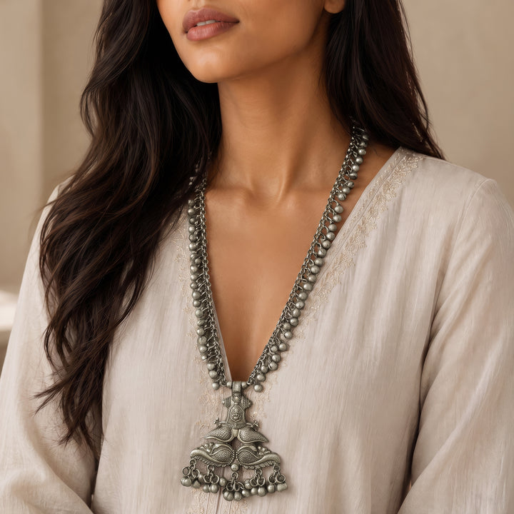 Teejh Bani Silver Ghungroo Necklace