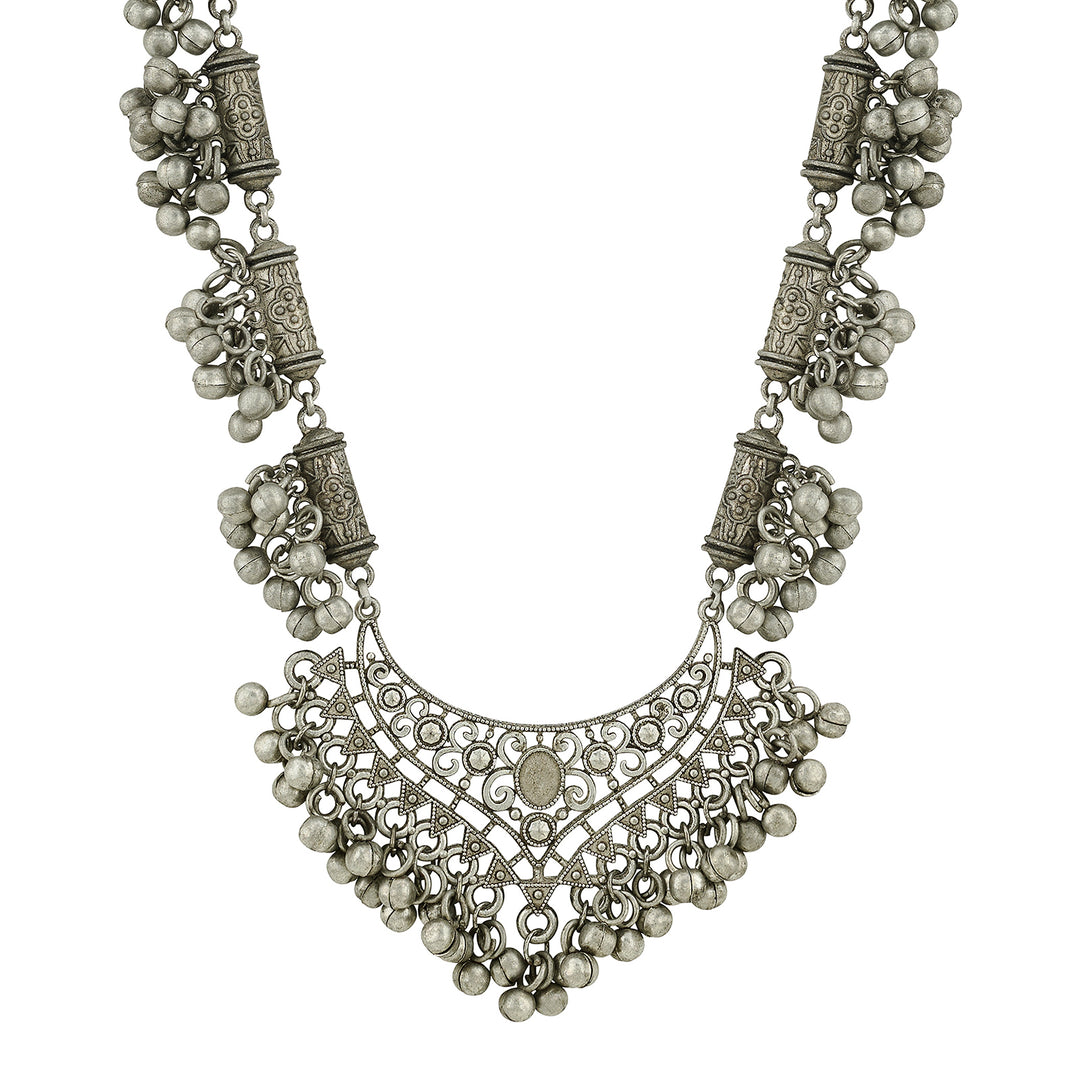 Teejh Nainika Silver Ghungroo Necklace
