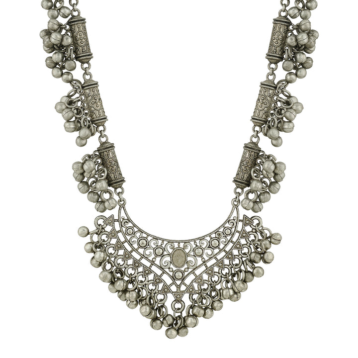 Teejh Nainika Silver Ghungroo Necklace