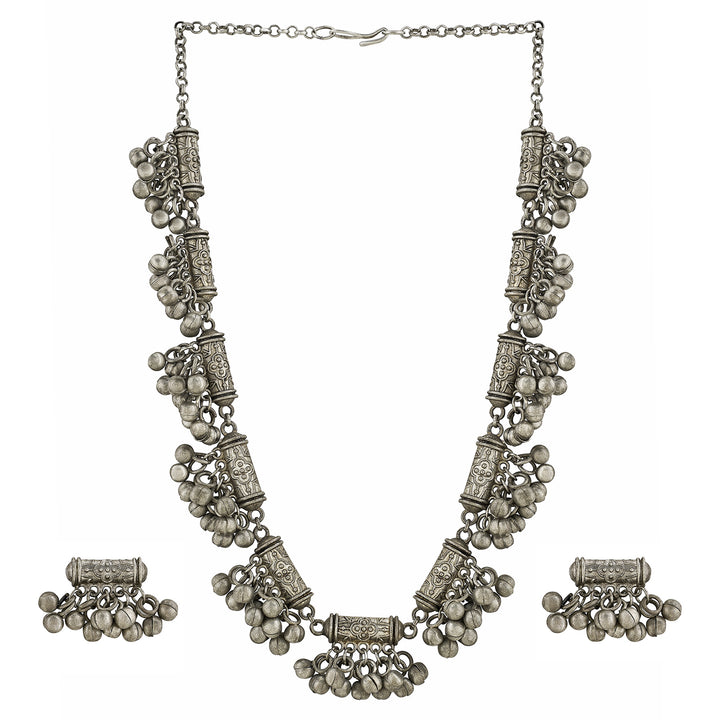 Teejh Granthi Silver Ghungroo Necklace Set