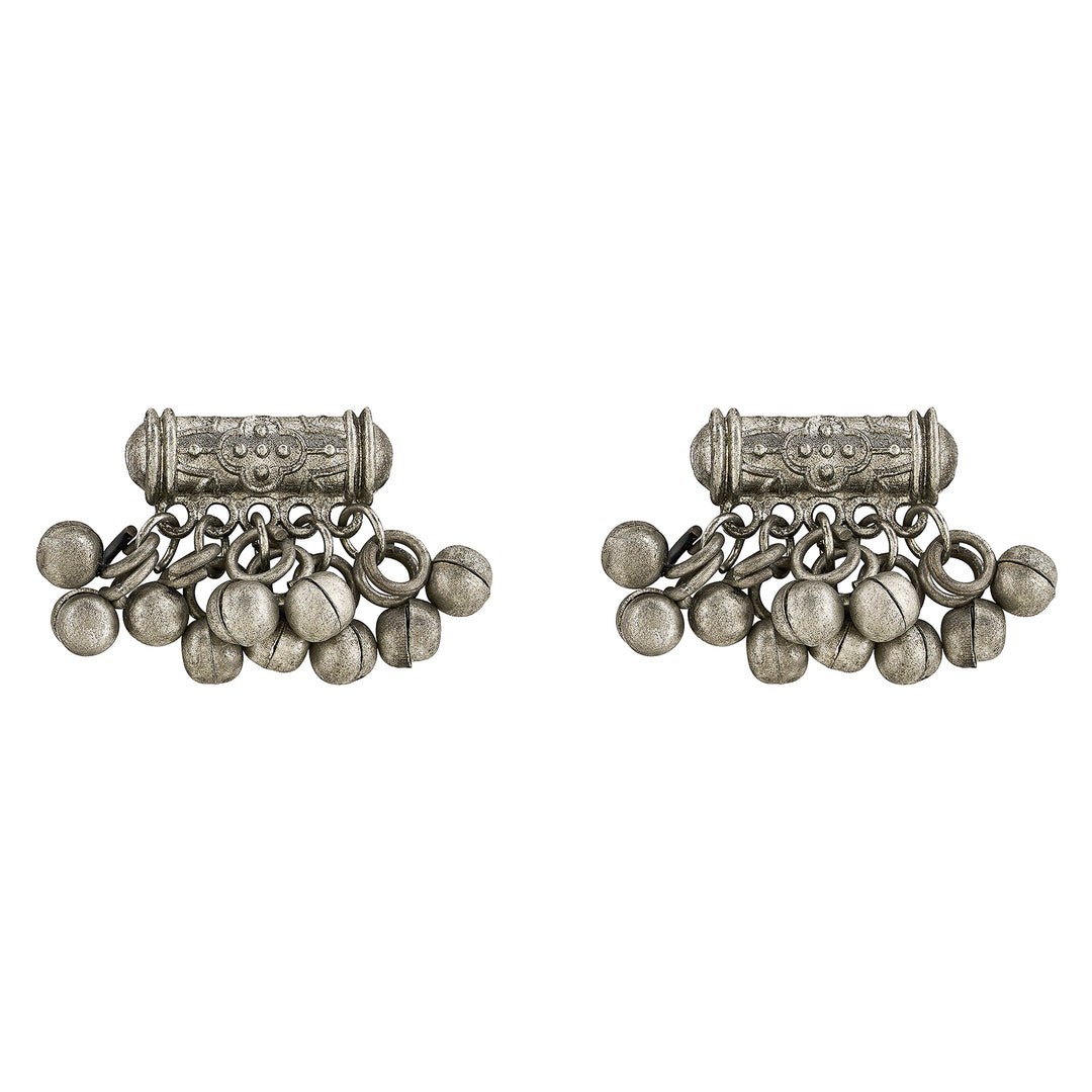 Teejh Granthi Silver Ghungroo Necklace Set