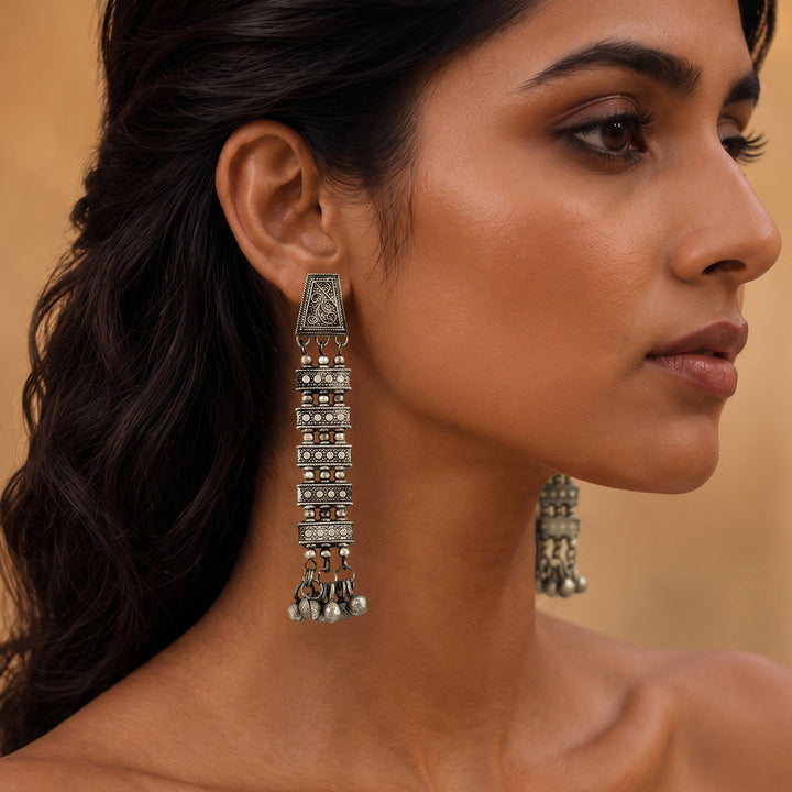 Teejh Rajsi Silver Ghungroo Earrings