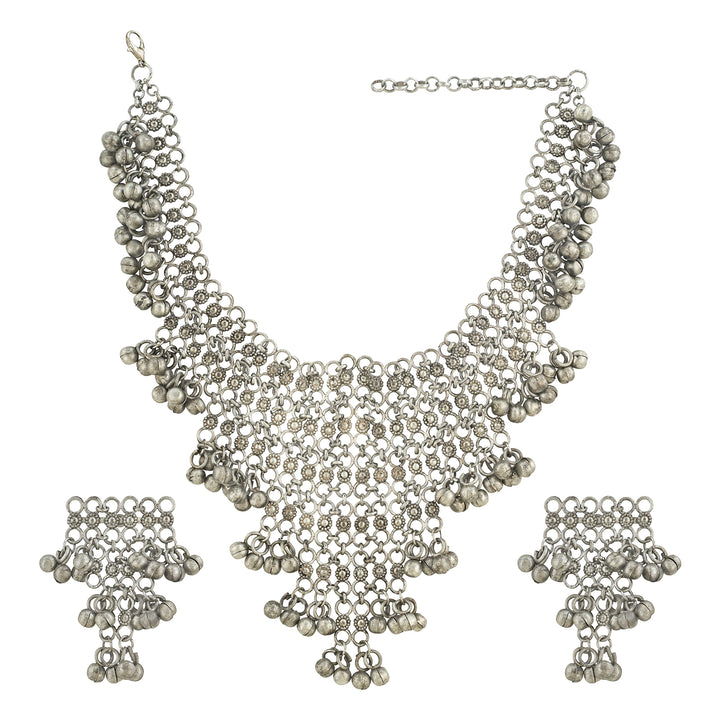 Teejh Sheh Silver Ghungroo Necklace