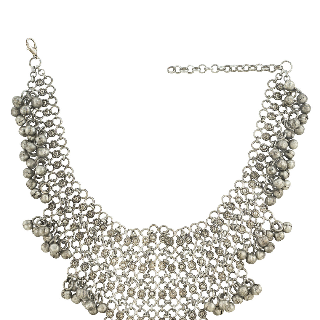 Teejh Sheh Silver Ghungroo Necklace